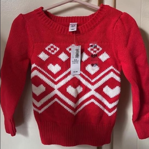 Old Navy 18-24 months Red/White Shawl Collar Sweater - Picture 1 of 1